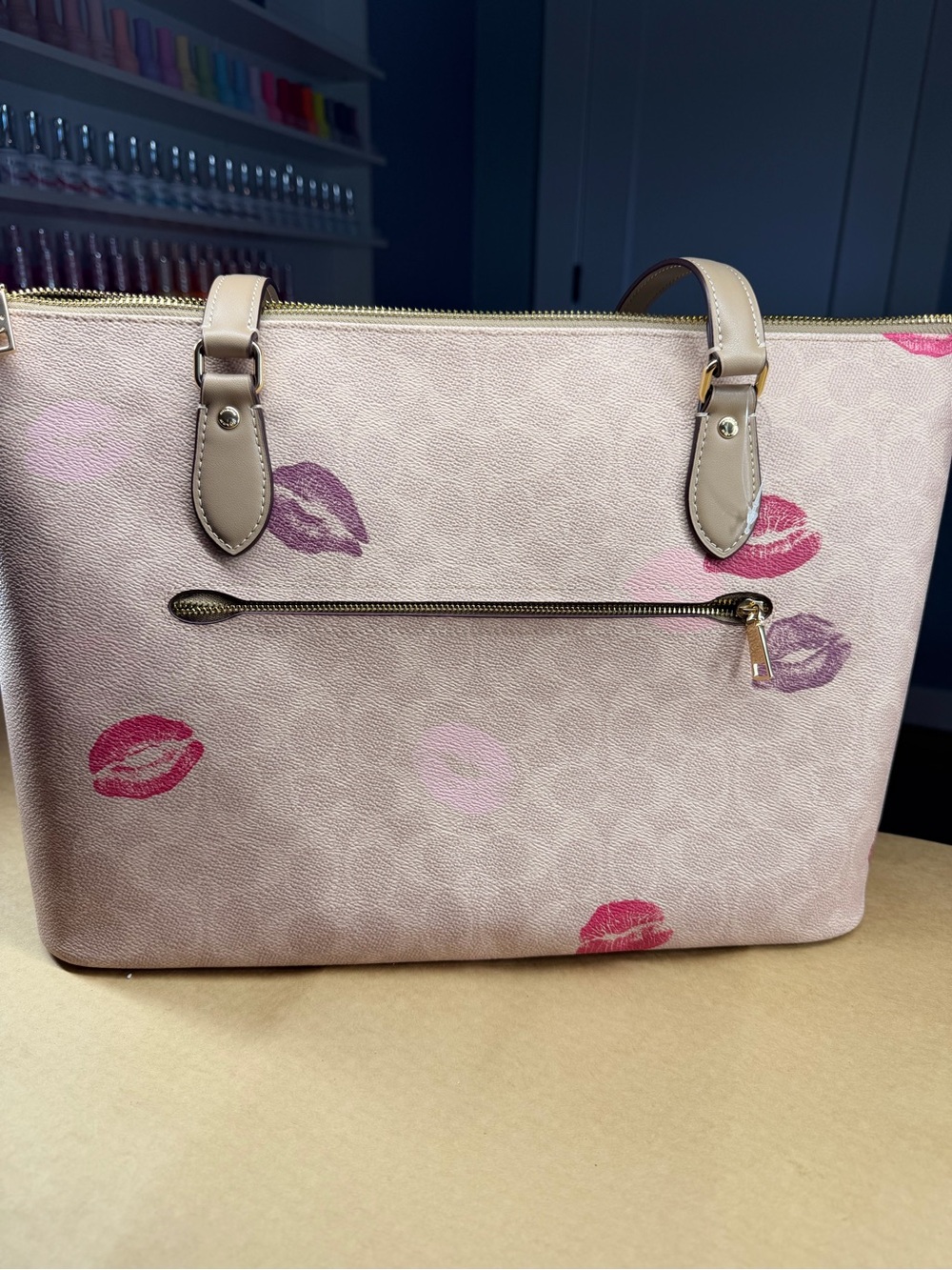 Coach Pink Kiss-Print Tote - Picture 4 of 8